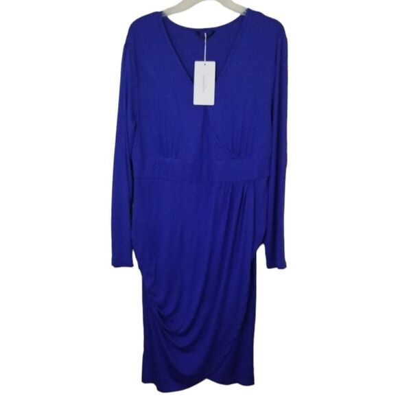 Bloomchic Blue Wrap Hem Gathered Dress - Picture 7 of 9